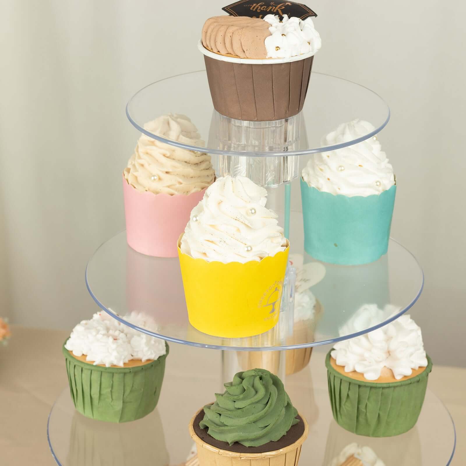 4-Tier Acrylic Round Cupcake Stand Clear - Buffet Party Tables 14"