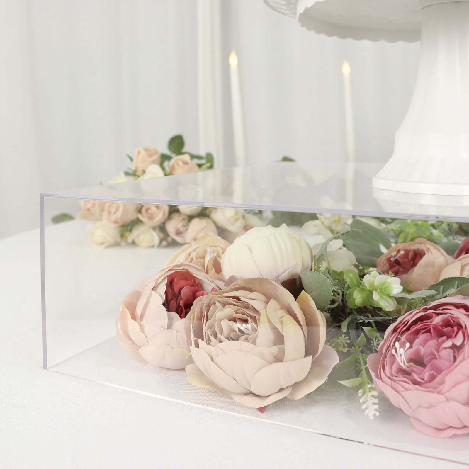 Acrylic Cake Box Stand Pedestal Riser Transparent Clear - Decorative Display for Weddings 18"x18"
