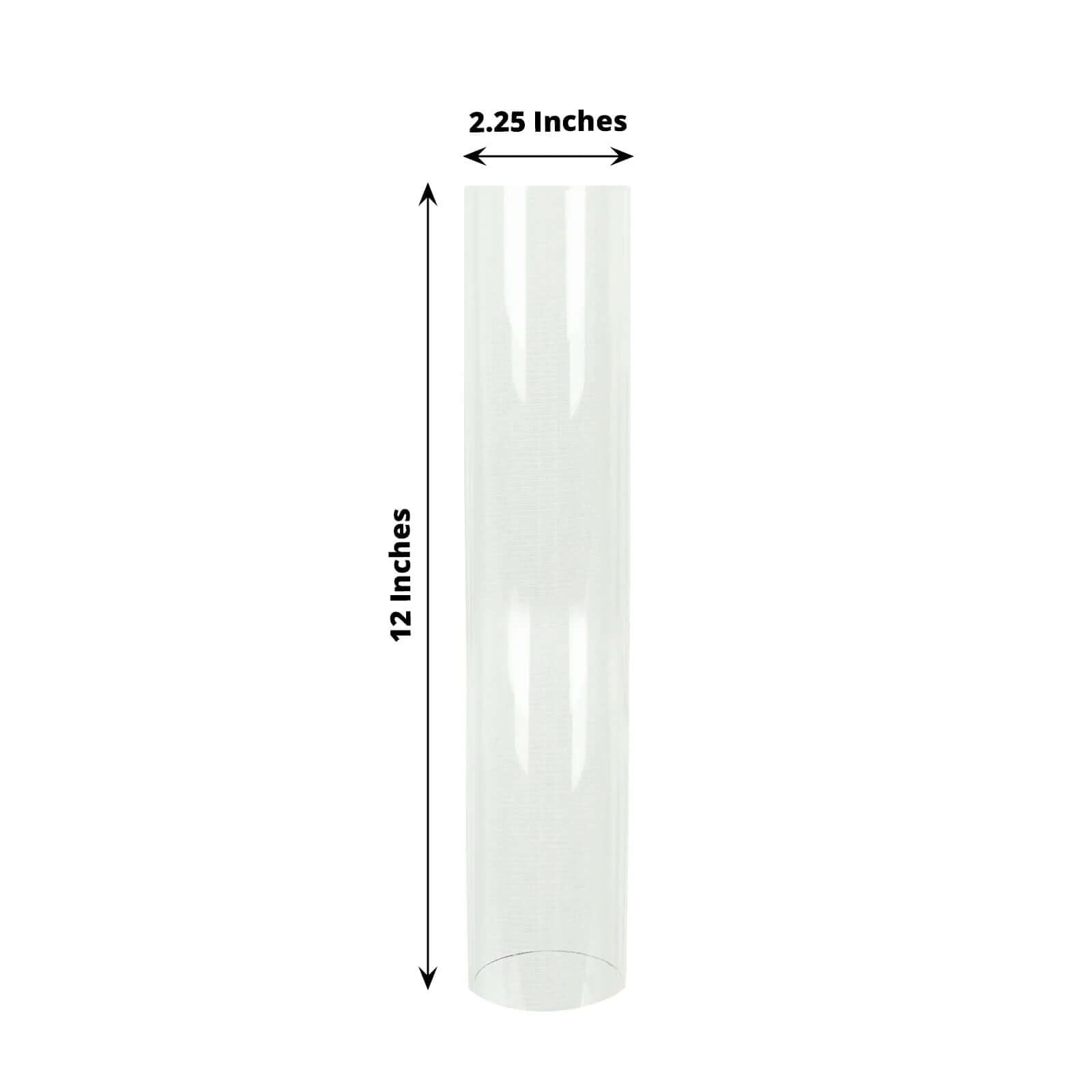 2-Pack Glass Pillar Hurricane Candle Shades - Clear Chimney Tube with 2.25" Wide Open Ends 12"