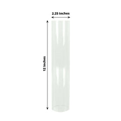 2-Pack Glass Pillar Hurricane Candle Shades - Clear Chimney Tube with 2.25" Wide Open Ends 12"