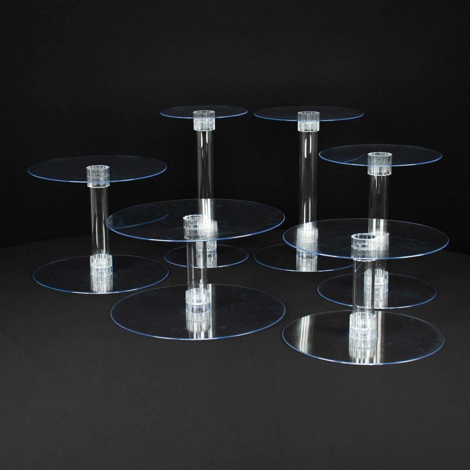 6-Tier Acrylic Cake Stand Set Clear - Assorted Sizes for Buffet Party Tables