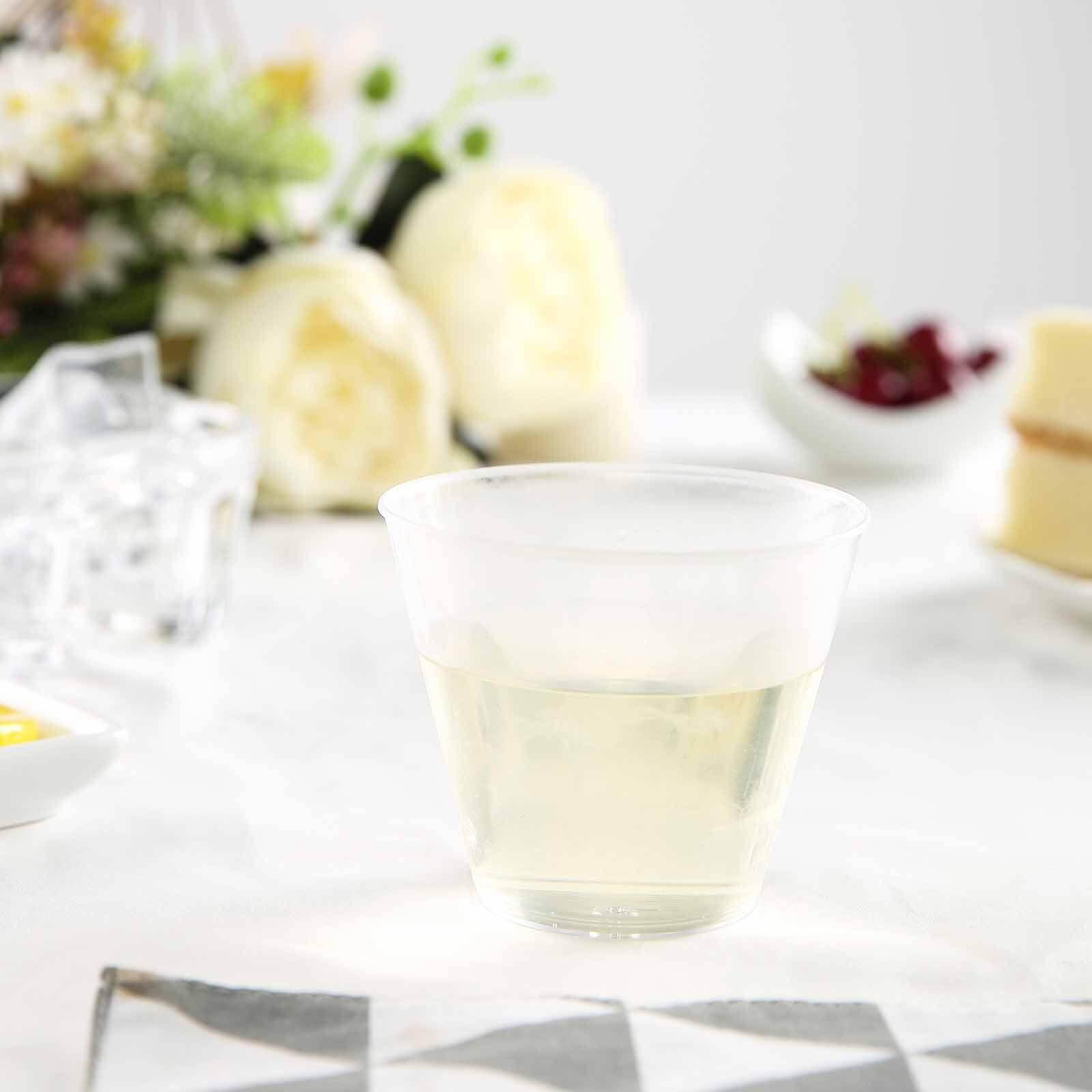 25-Pack Plastic Party Cups Clear Crystal - Stylish Short Disposable Glasses 9oz