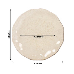 10-Pack Plastic Round 6" Dessert Plates in Gold Glitter with Ruffled Rim - Transparent Sturdy Disposable Salad Appetizer Dinnerware