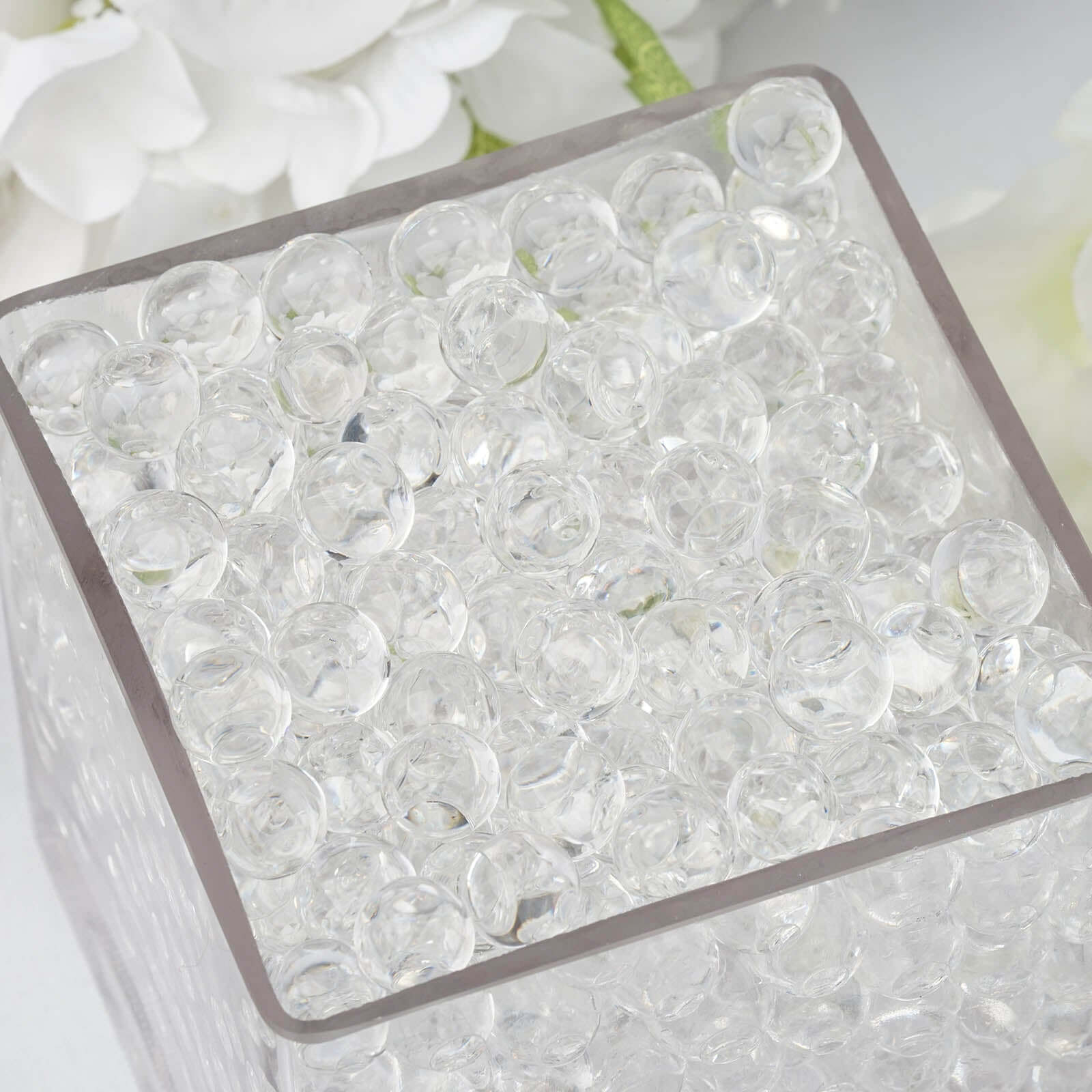 200-250 Pcs Water Gel Beads Vase Filler Clear - Small Nontoxic Jelly Balls for Floating Candles & Floral Displays