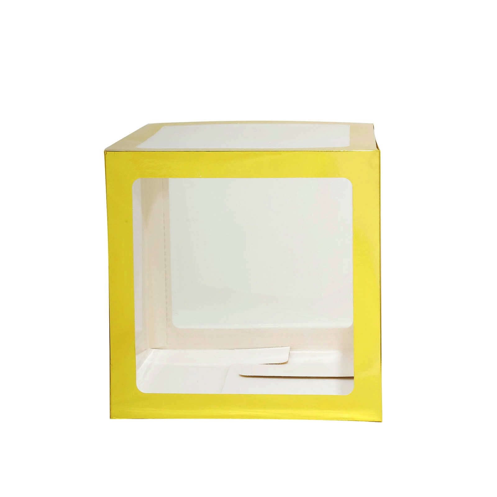 2 Pack 12" Metallic Gold Clear Baby Shower Party Decoration Boxes, Transparent DIY Balloon Boxes