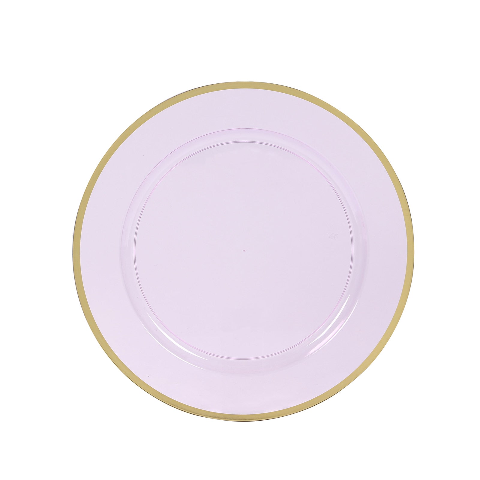 10 Pack Purple Economy Plastic Charger Plates With Gold Rim, 12" Round Transparent Dinner Chargers Event Tabletop Decor
