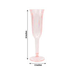 12-Pack Plastic Champagne Flutes Transparent Blush Flared Design - Lightweight Disposable Toasting Glasses 6oz