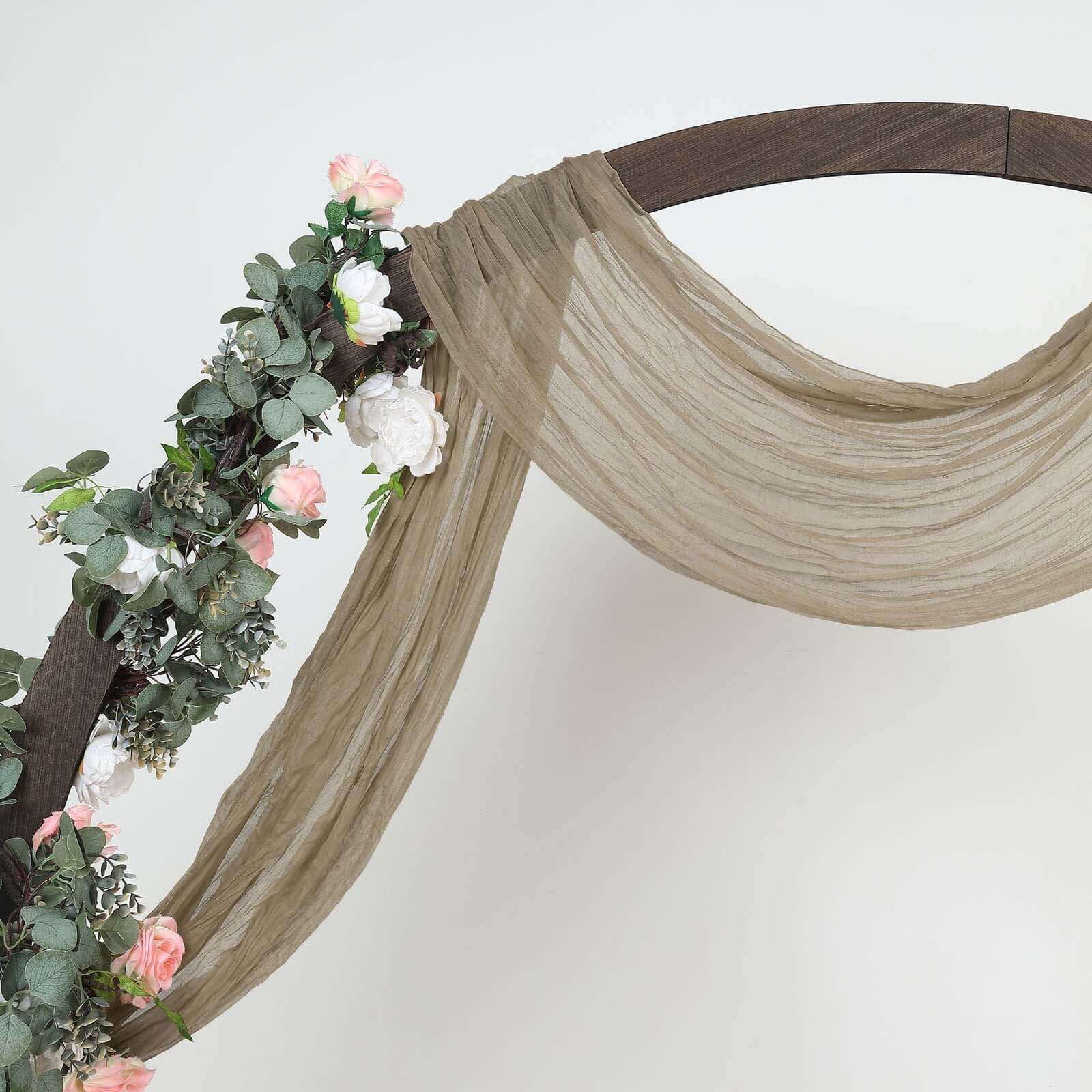 20ft Natural Gauze Cheesecloth Fabric Wedding Arch Drapery, Window Scarf Valance, Boho Decor Arbor Curtain Panel
