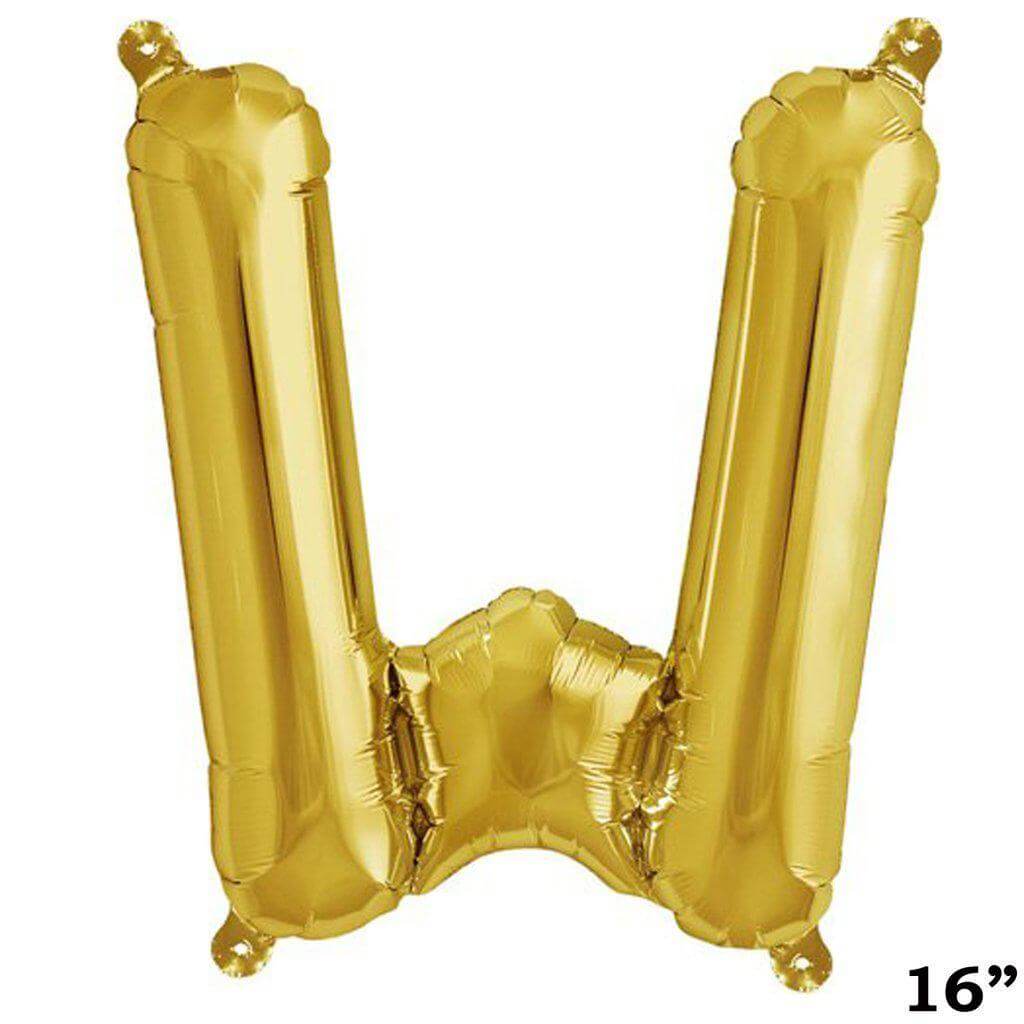 13" Gold Letter & Number Balloons, Shiny Metallic Mylar Foil Alphabet Balloons