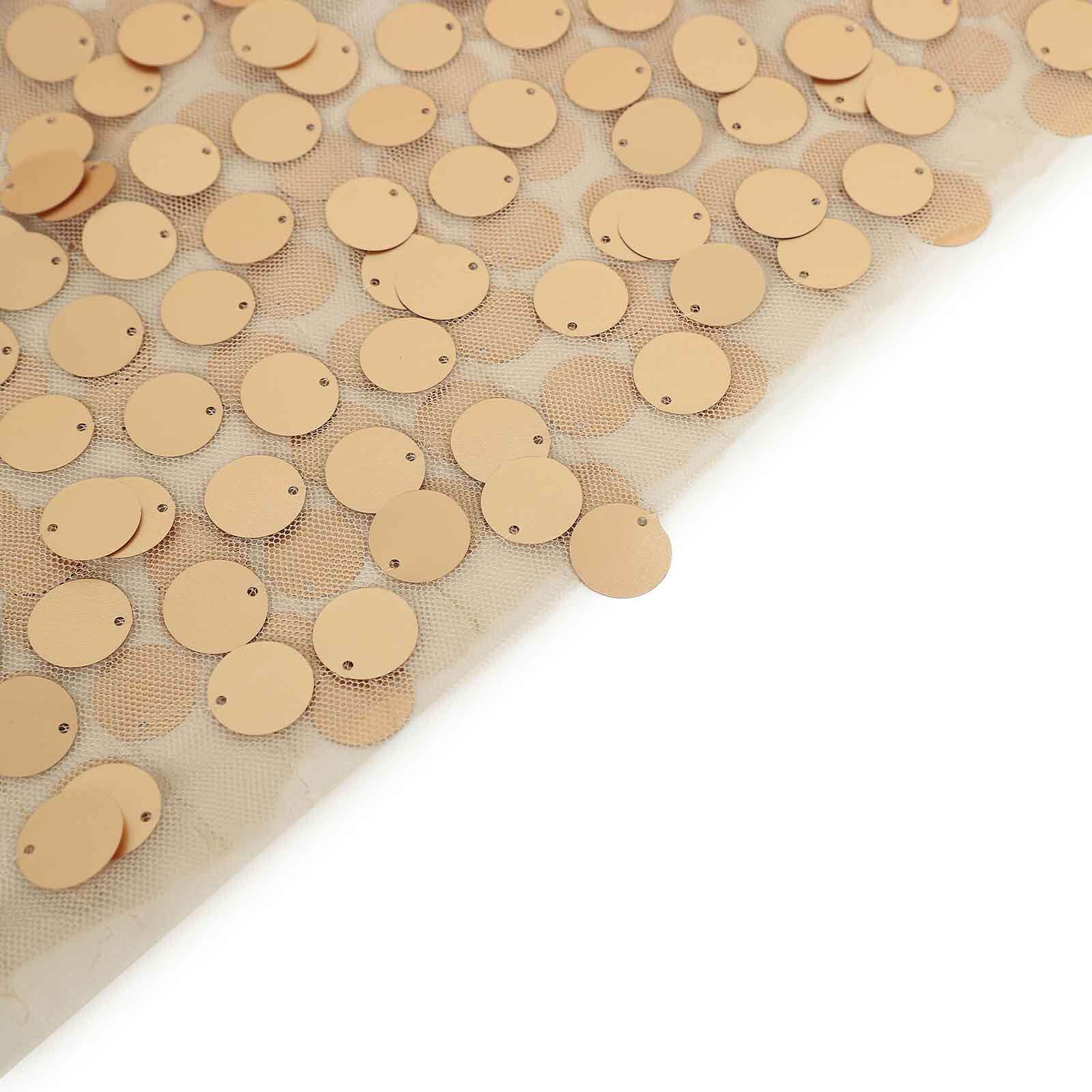 5 Pack Big Payette Sequin 13"x10" Chair Sash Bands Matte Champagne - Stylish Glittering Decor for Weddings & Gatherings