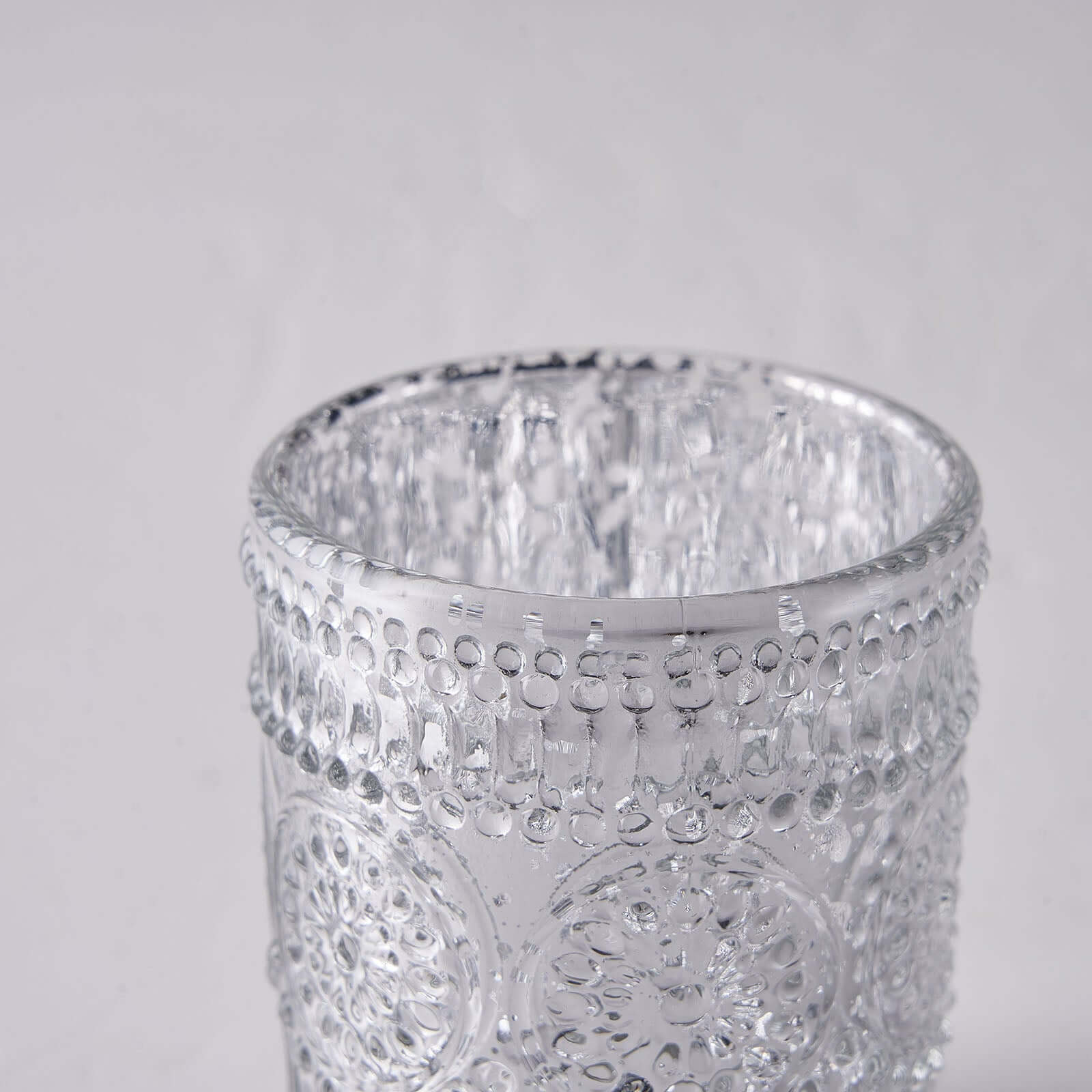 6-Pack Silver Glass Votive Tealight Holders - Stylish Primrose Design for Weddings & Décor