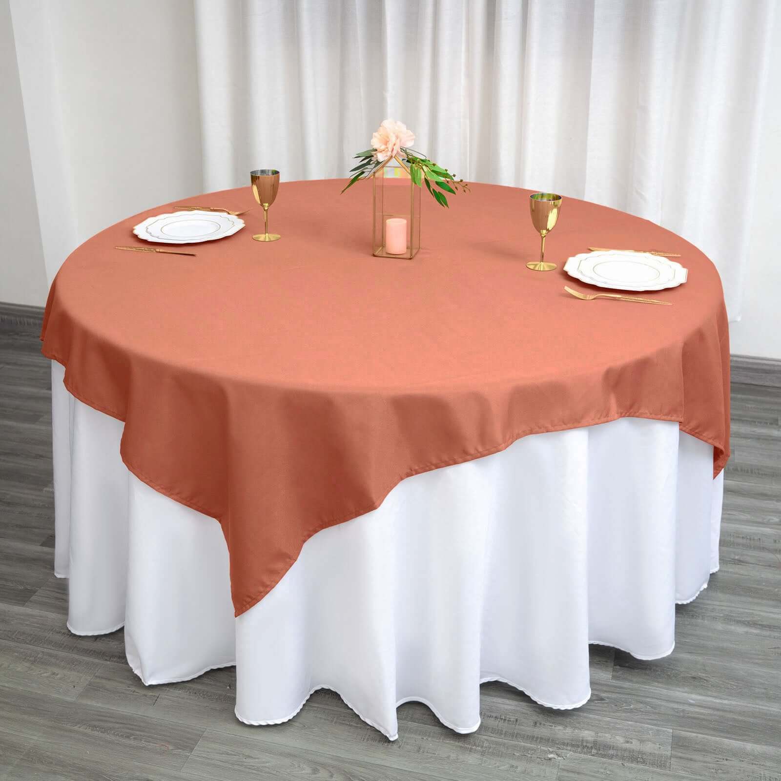 Polyester Square 70"x70" Tablecloth Terracotta (Rust) - Wrinkle-Resistant & Durable Table Cover