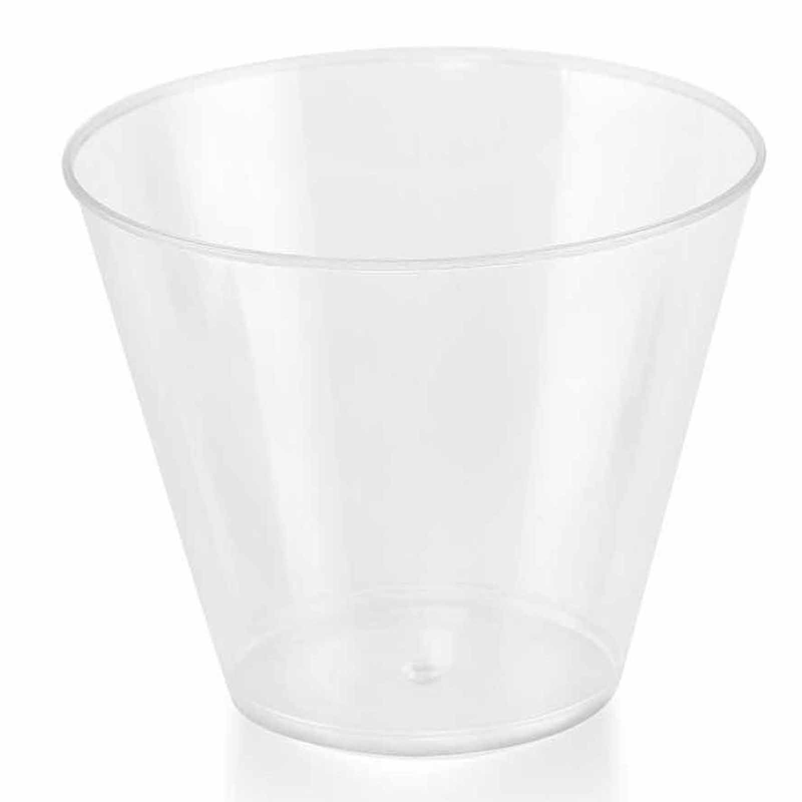 25-Pack Plastic Party Cups Clear Crystal - Stylish Short Disposable Glasses 9oz