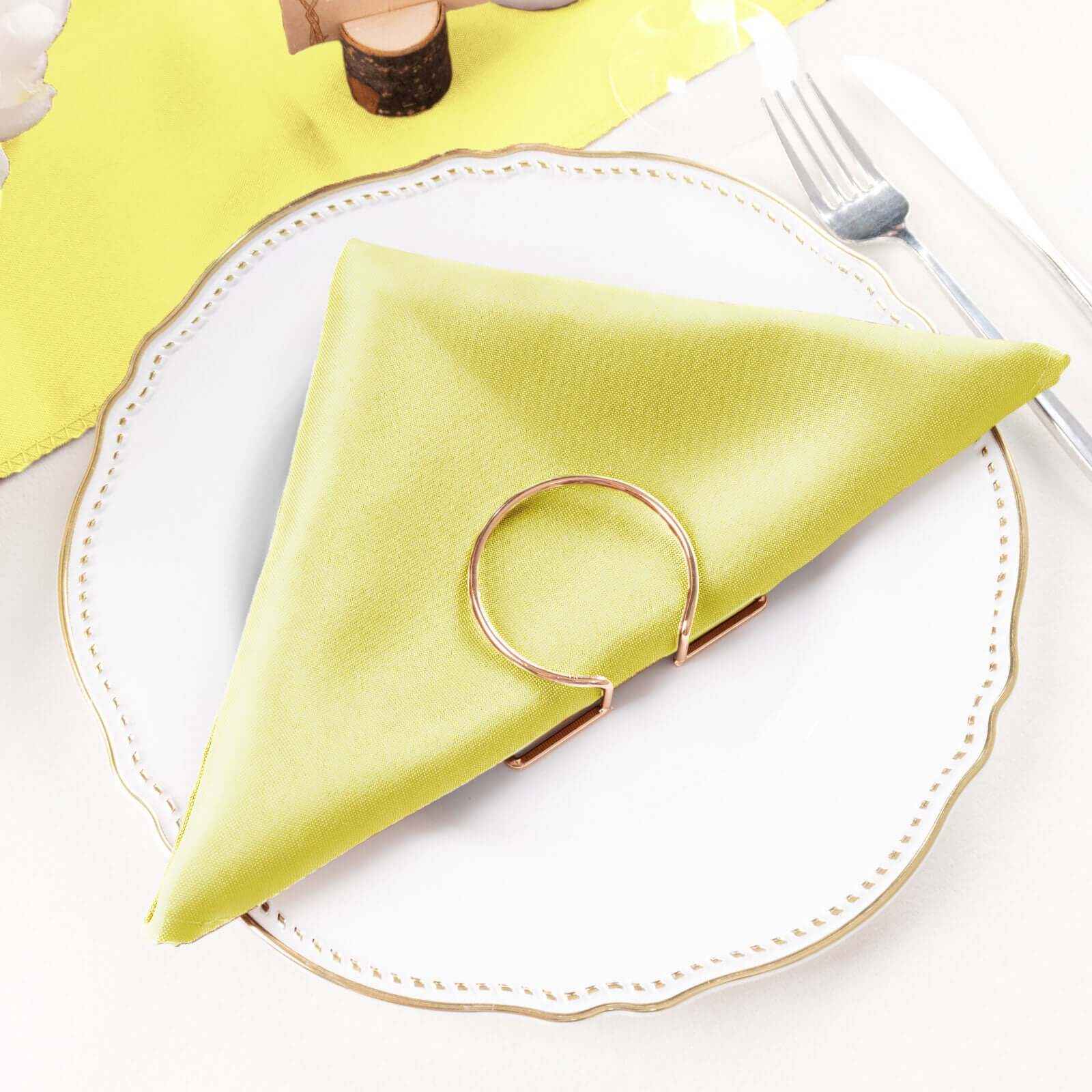 5 Pack Polyester 20"x20" Napkins Yellow - Wrinkle Resistant & Easy Care Cloth Napkins