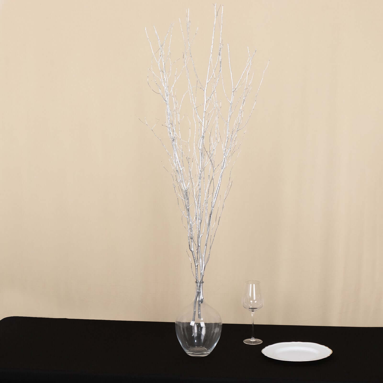 6-Pack Natural Birch Tree Branches 46" Metallic Silver - Versatile Extra Long Decorative Dried Willow Twigs Sticks for Vase Centerpiece Wedding Decor