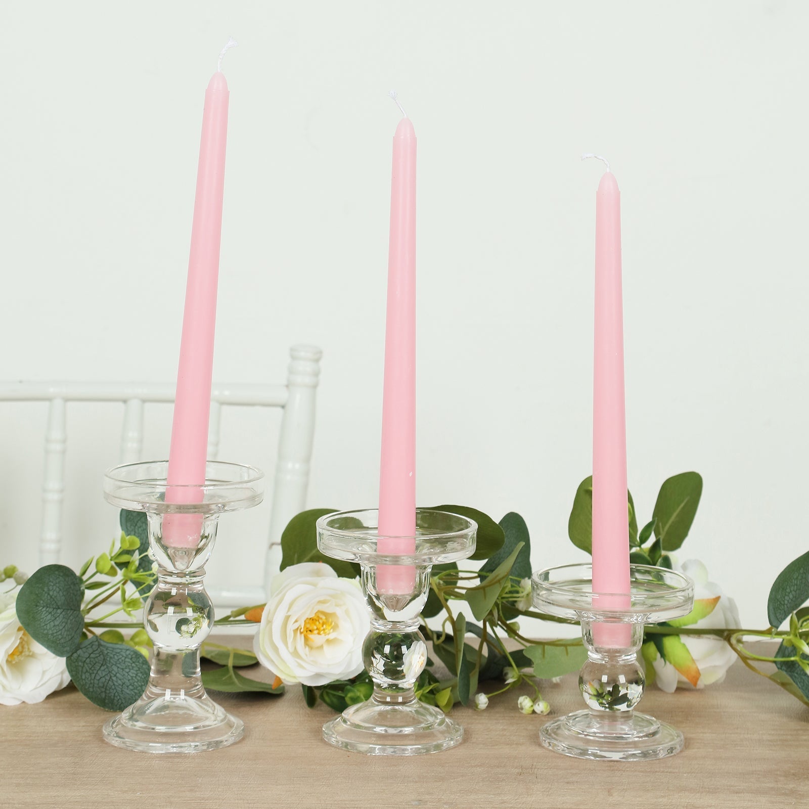 10-Pack Taper Candles Premium Wax Design Pink - Unscented Candles for Upscale Settings 10"