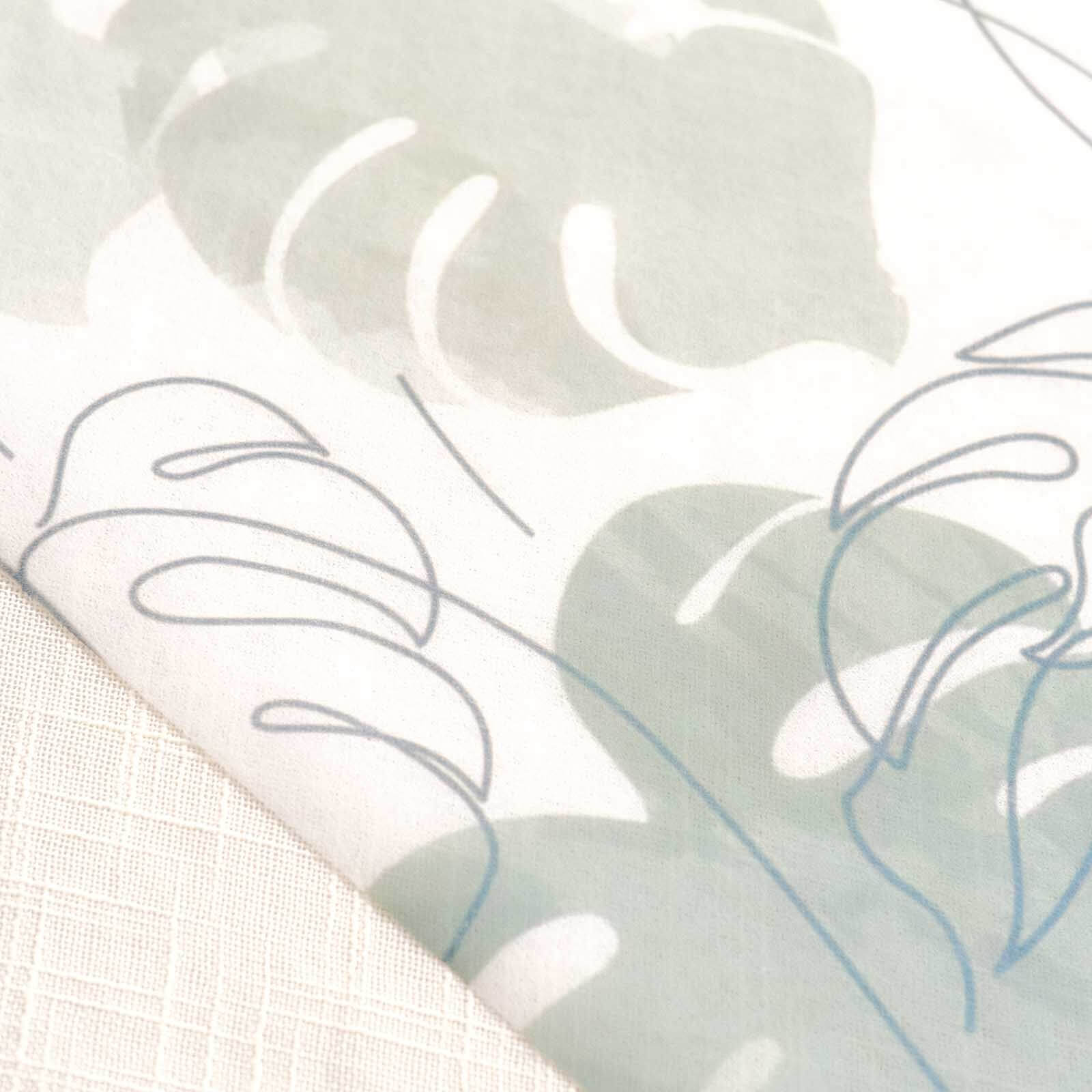 Disposable Table Runner 11"x108" White with Green Monstera Palm Leaves Print - Non-woven Stylish Spring Summer Dining Decor