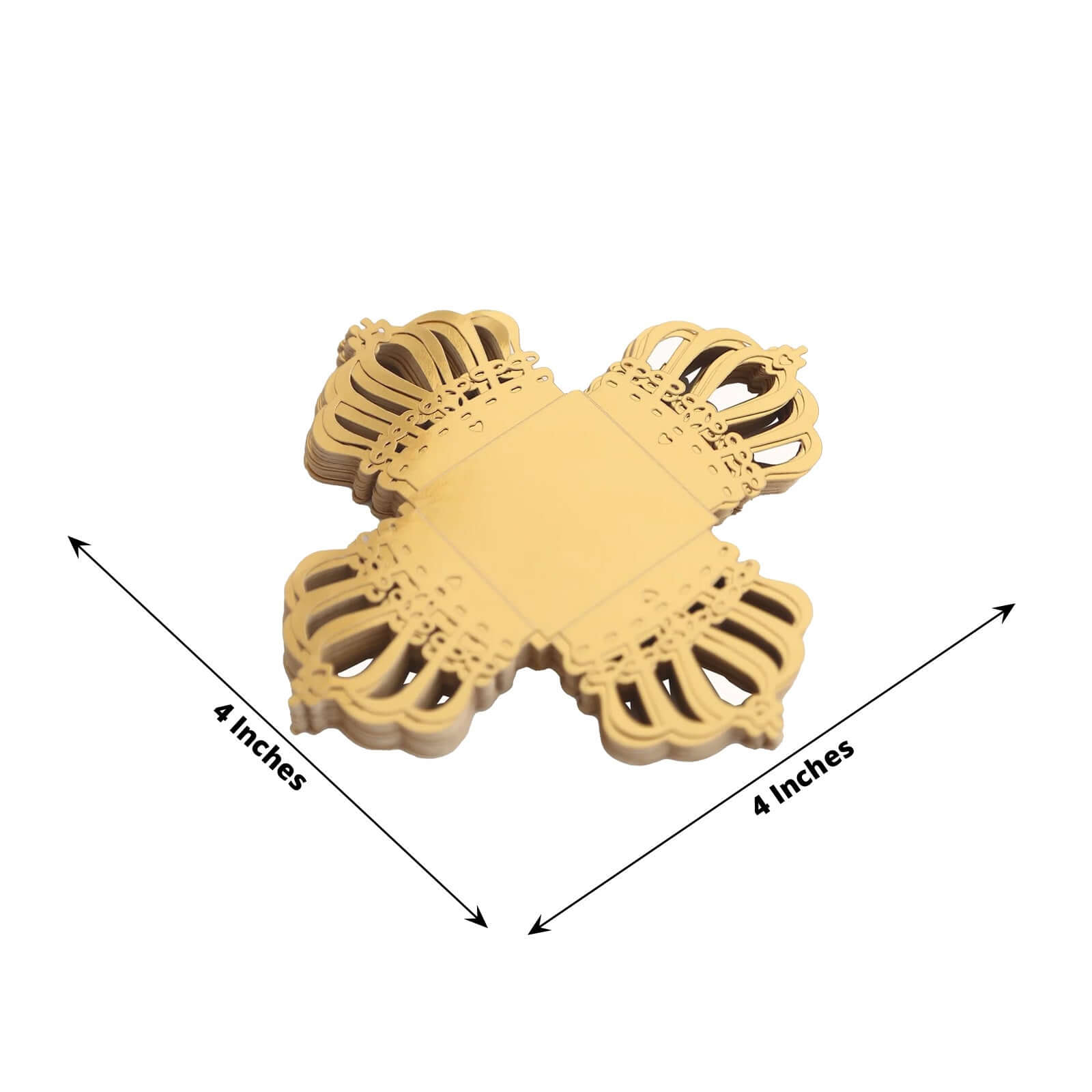 50-Pack Mini Paper Truffle Cup Liners Crown Square Design Metallic Gold - 225GSM Cupcake Tray Wrappers 4"