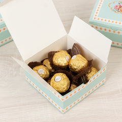 25-Pack Gift Boxes Vintage Rose Floral – Turquoise Cardstock Favor Boxes for Cookies, Candies, and Mini Keepsakes - 4"x4"x2"