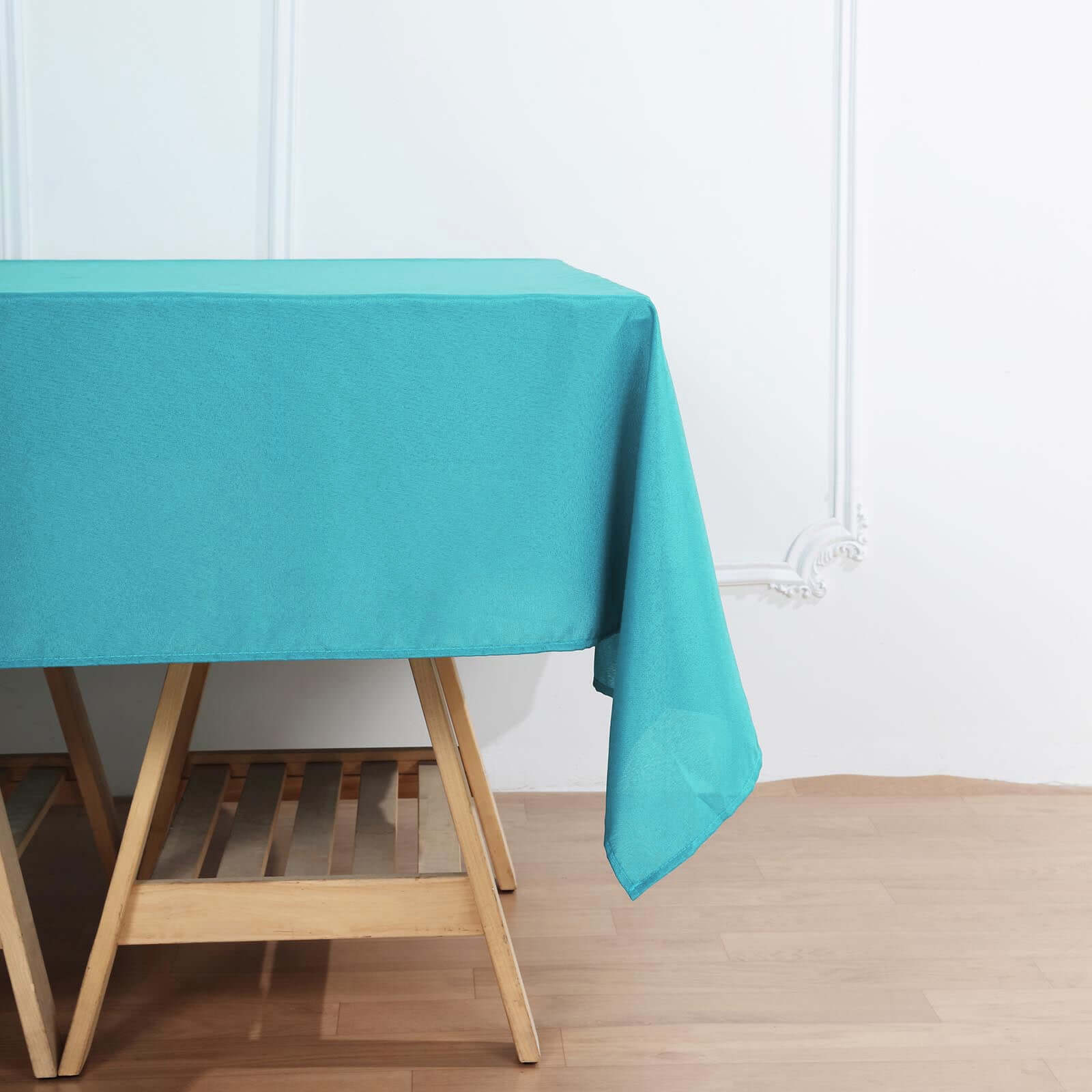 Polyester 70"x70" Table Overlay Square Tablecloth Turquoise - Wrinkle-Resistant & Durable Table Cover
