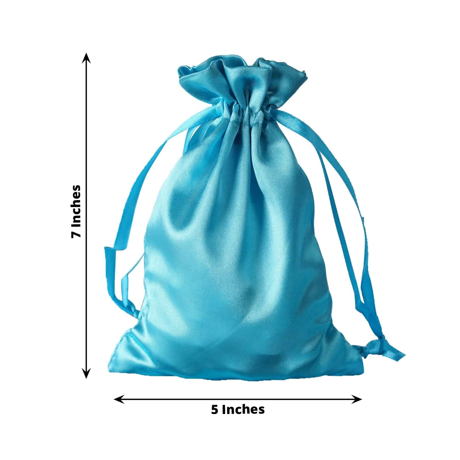 12 Pack 5"x7" Turquoise Satin Drawstring Wedding Party Favor Gift Bags