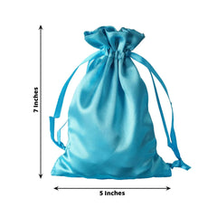 12 Pack 5"x7" Turquoise Satin Drawstring Wedding Party Favor Gift Bags