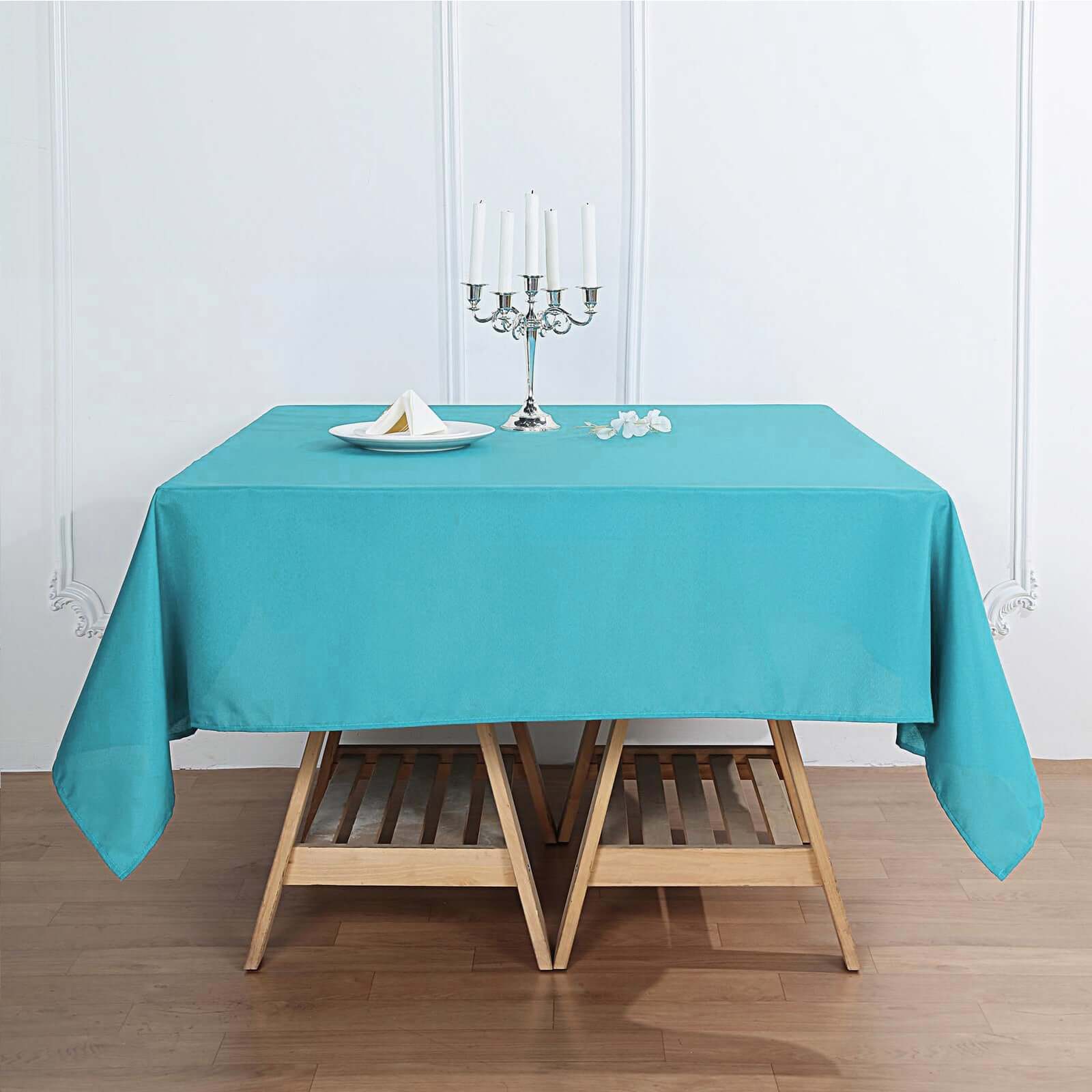 Polyester Square 70"x70" Tablecloth Turquoise - Wrinkle-Resistant & Durable Table Cover