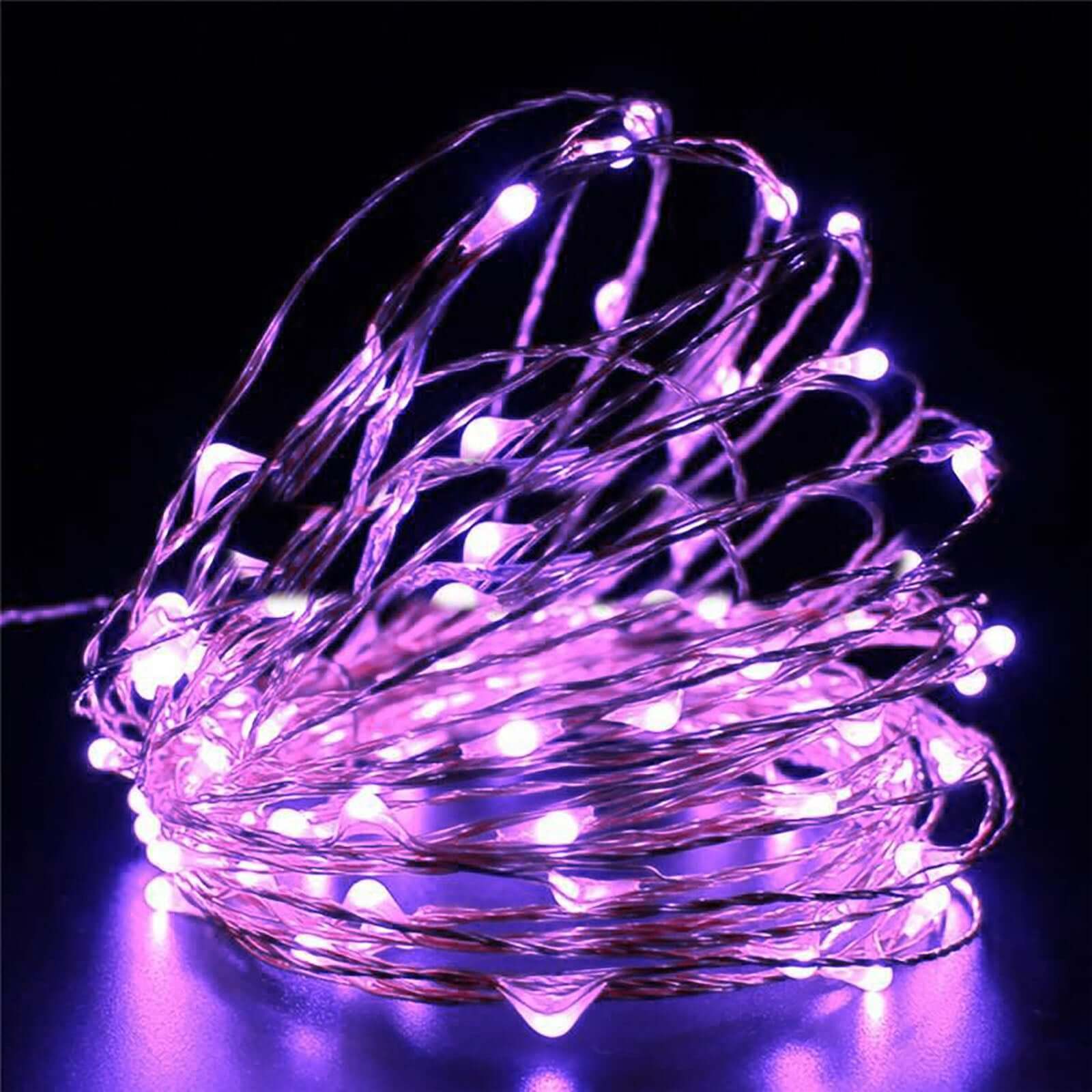 20 LED Micro Fairy String Lights Starry Bright Design Purple - Battery Operated Party Accent 90"