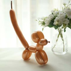 50 Pack Assorted Metallic Rose Gold Long Latex Balloons For Twisting Magic, Animal Modelling Party Balloons