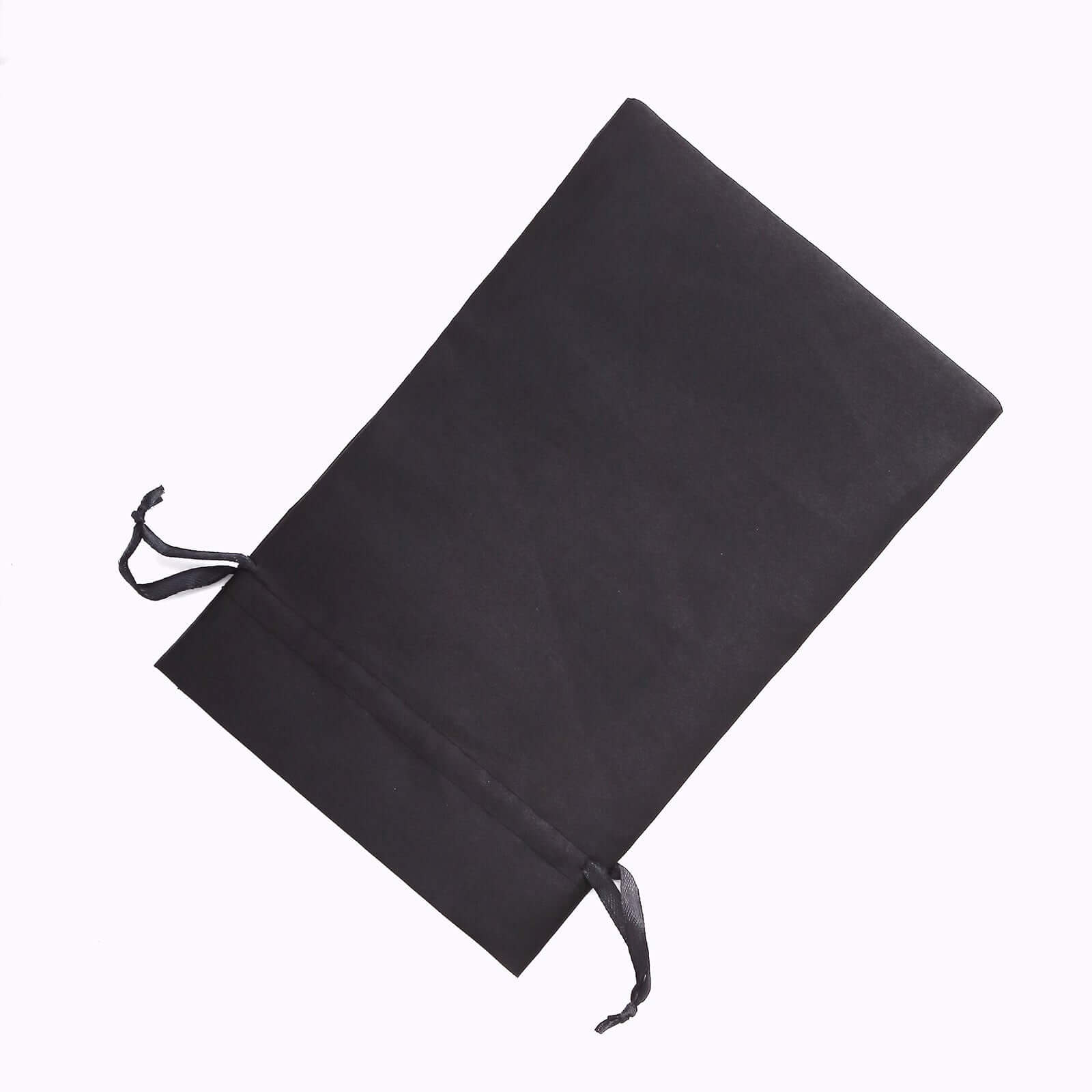 12 Pack 6"x9" Black Satin Drawstring Wedding Party Favor Gift Bags