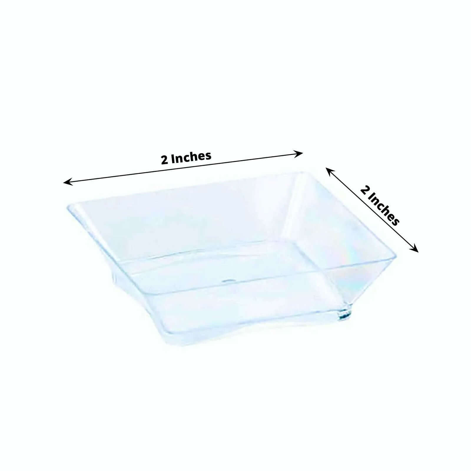 50-Pack Appetizer Plates Modern Square Design Clear - Plastic Disposable Bowls for Desserts 2"