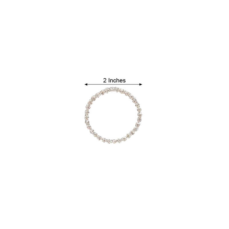 Rhinestone Chair Sash Band Buckle Silver 2" Circle Metal - Glittering Diamond Bow Pin for Chair Sashes & Wedding Decor