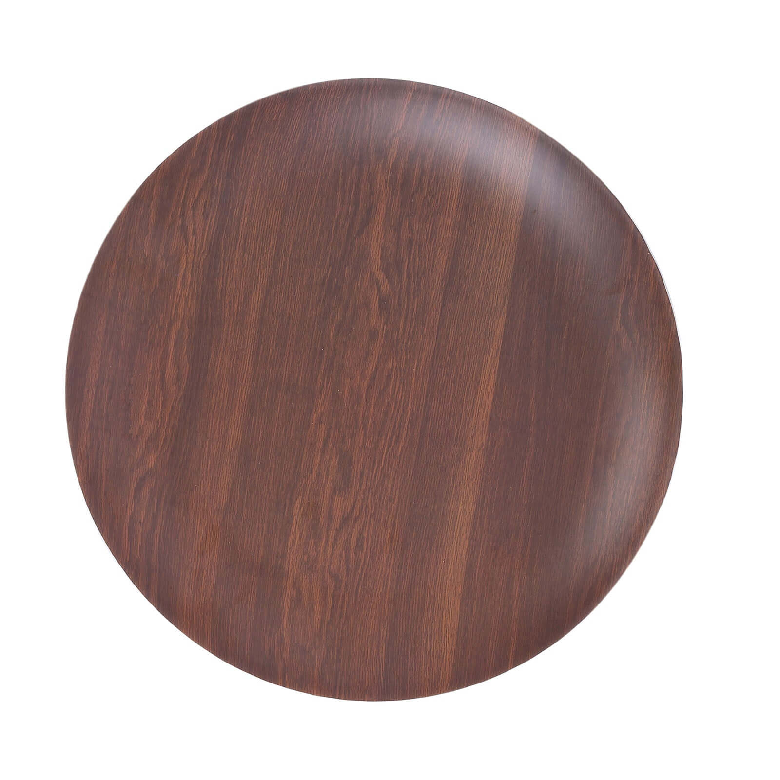 Pack of 6 Melamine 10" Round Dinner Plates in Brown Wood Grain Print - Disposable Shatterproof Party Plates for Rustic Farmhouse-Inspired Table Decor