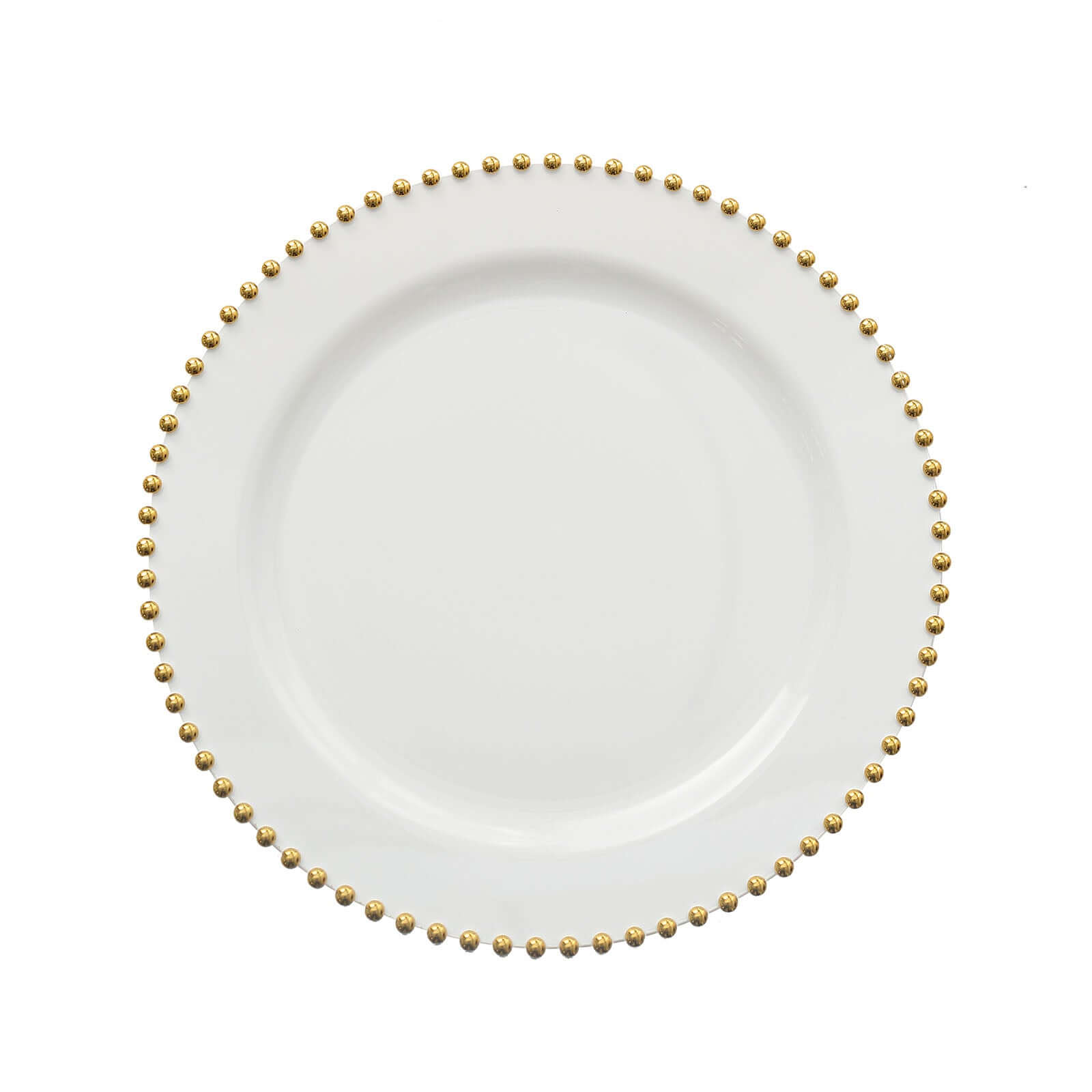 10-Pack Plastic 10" Round Dinner Plates in White with Gold Beaded Rim - Disposable Party Plates for Banquets & Festive Occasions