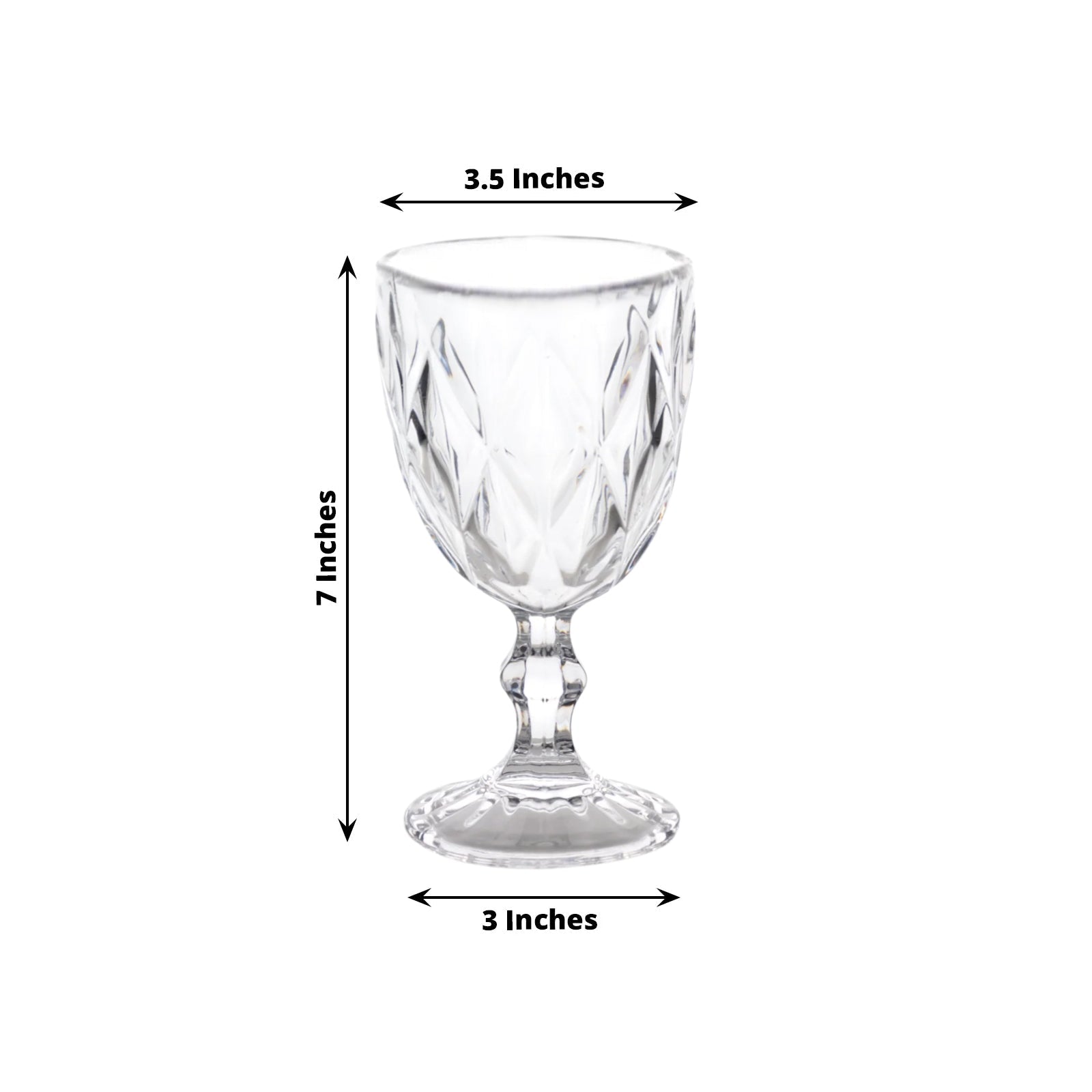 6-Pack Wine Glasses Clear Embossed Crystal Cut Design Stemmed - Goblets for Parties & Events 12oz 7"