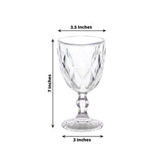 6-Pack Wine Glasses Clear Embossed Crystal Cut Design Stemmed - Goblets for Parties & Events 12oz 7"