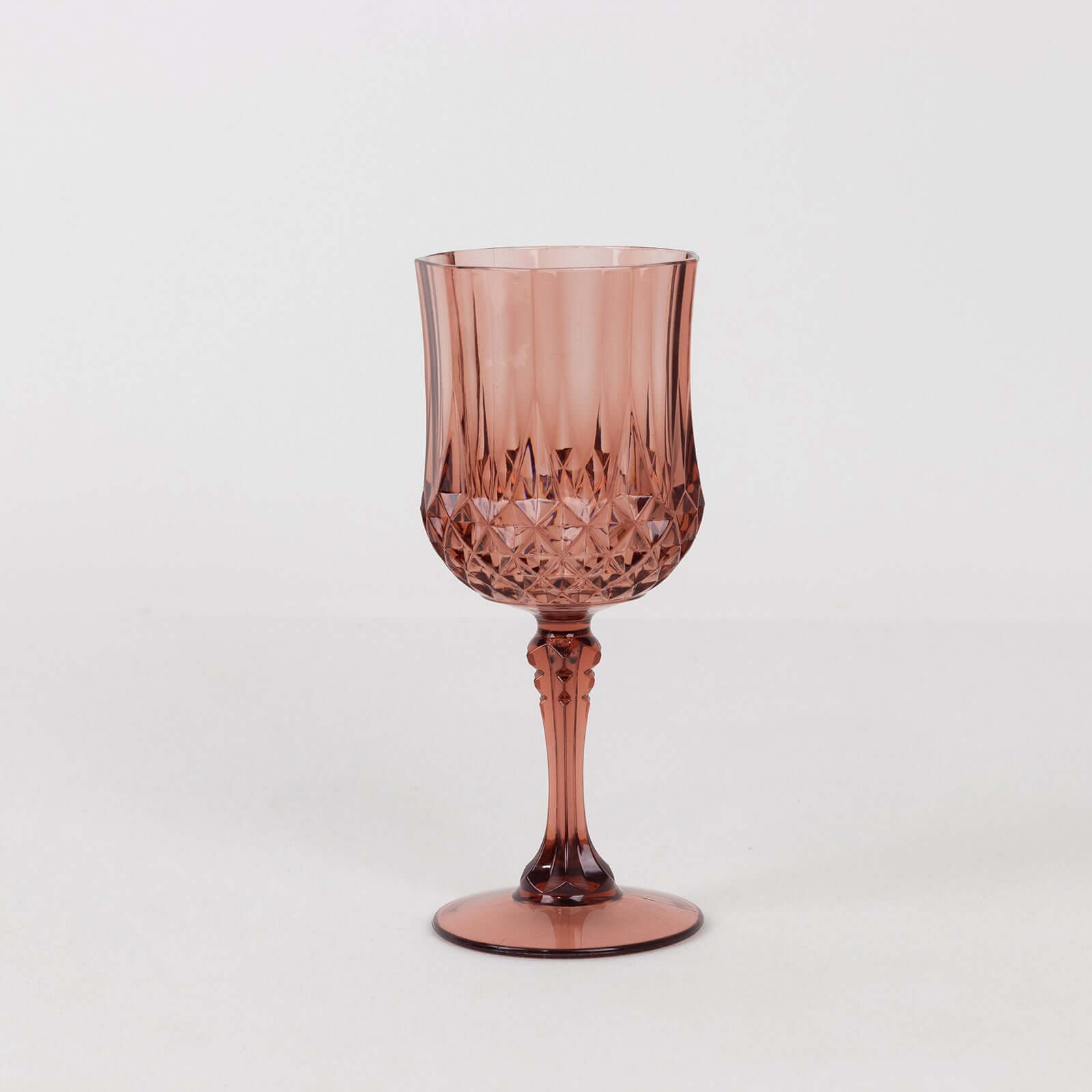 6-Pack Plastic Cocktail Goblets Dusty Rose Transparent Crystal Cut - Shatterproof Drinkware 8oz