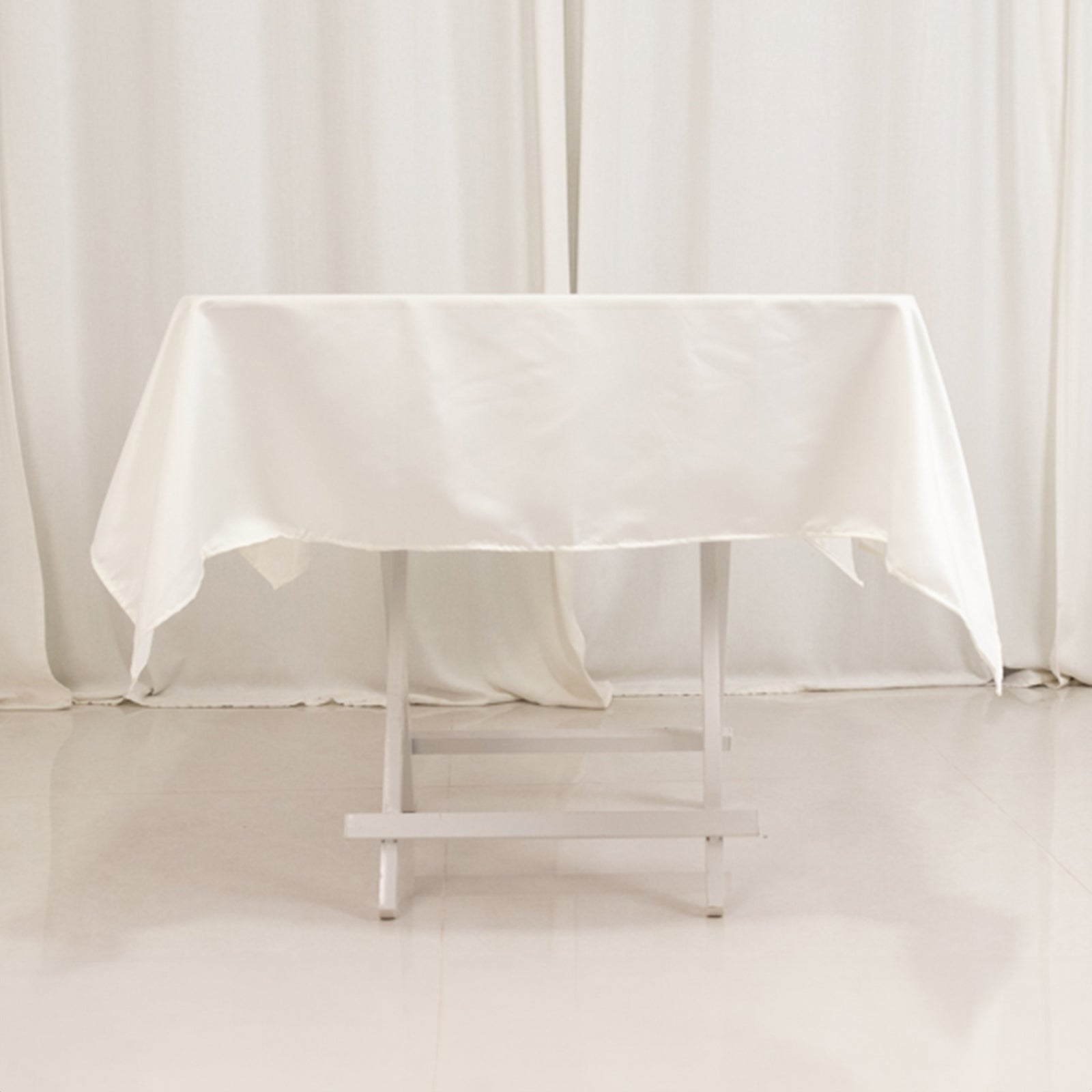 Lamour Satin 54"x54" Square Tablecloth Ivory - Durable & Silk-Like Table Cover