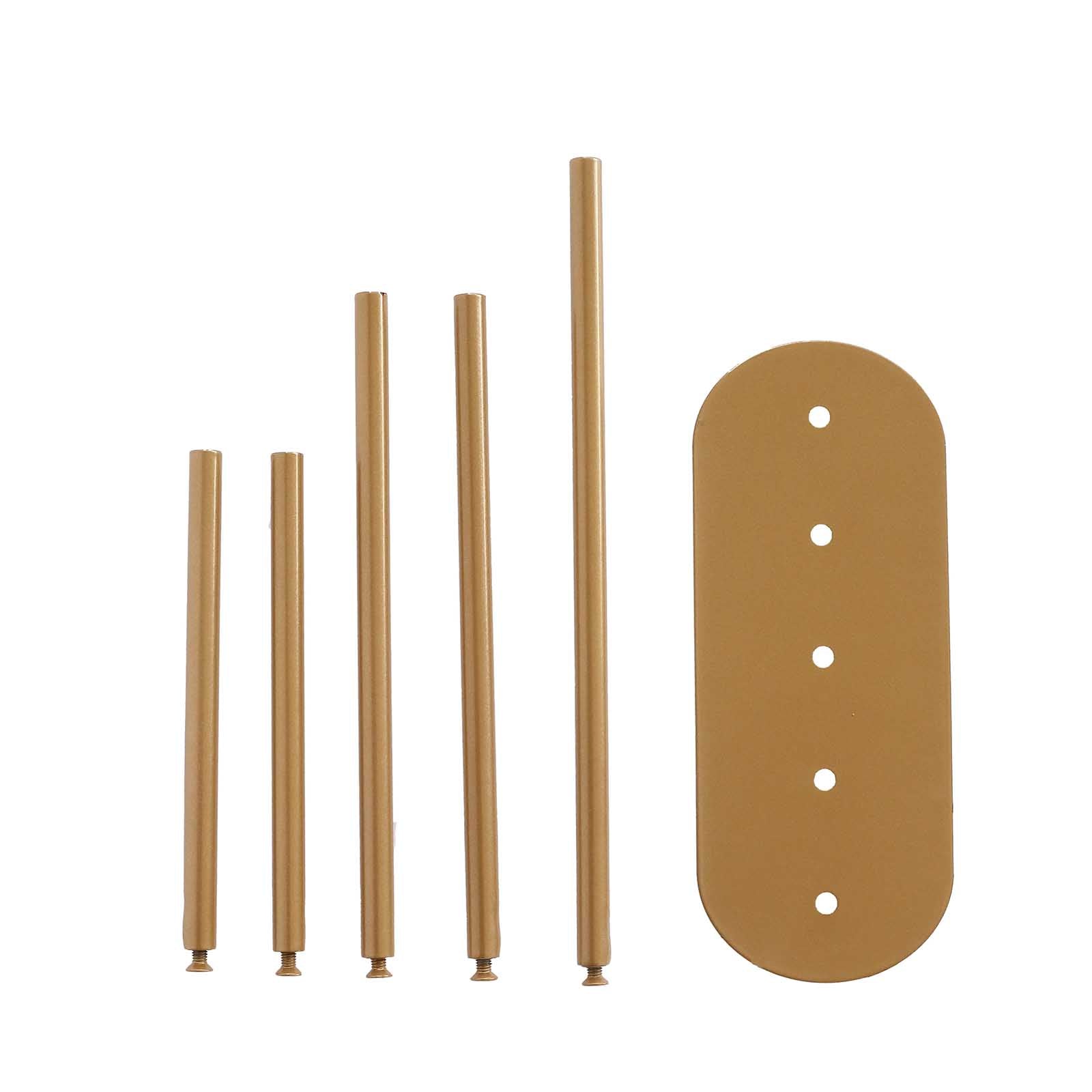 Bud Vase Gold Metal Minimalist Design with 5-Tubes - Single Stem Flower Centerpiece 10"