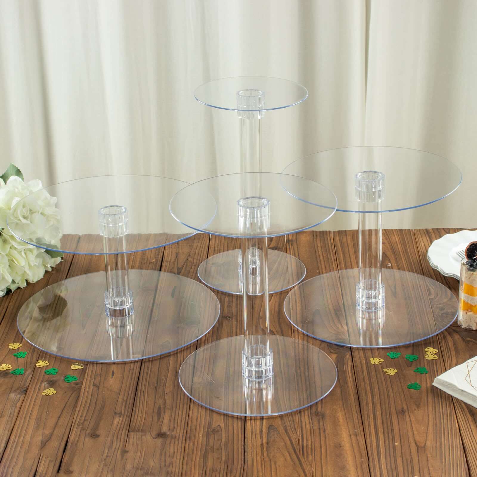 4-Tier Acrylic XL Cake Stand Set Clear - Assorted Sizes for Buffet Party Tables