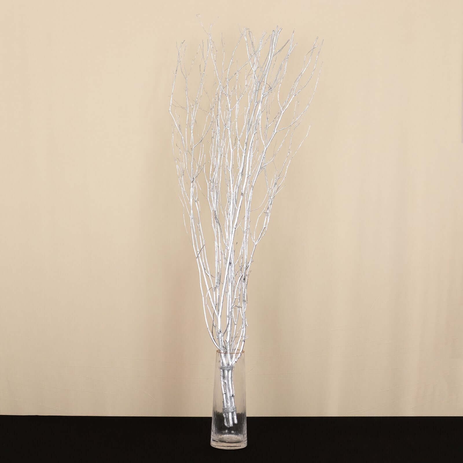 6-Pack Natural Birch Tree Branches 46" Metallic Silver - Versatile Extra Long Decorative Dried Willow Twigs Sticks for Vase Centerpiece Wedding Decor