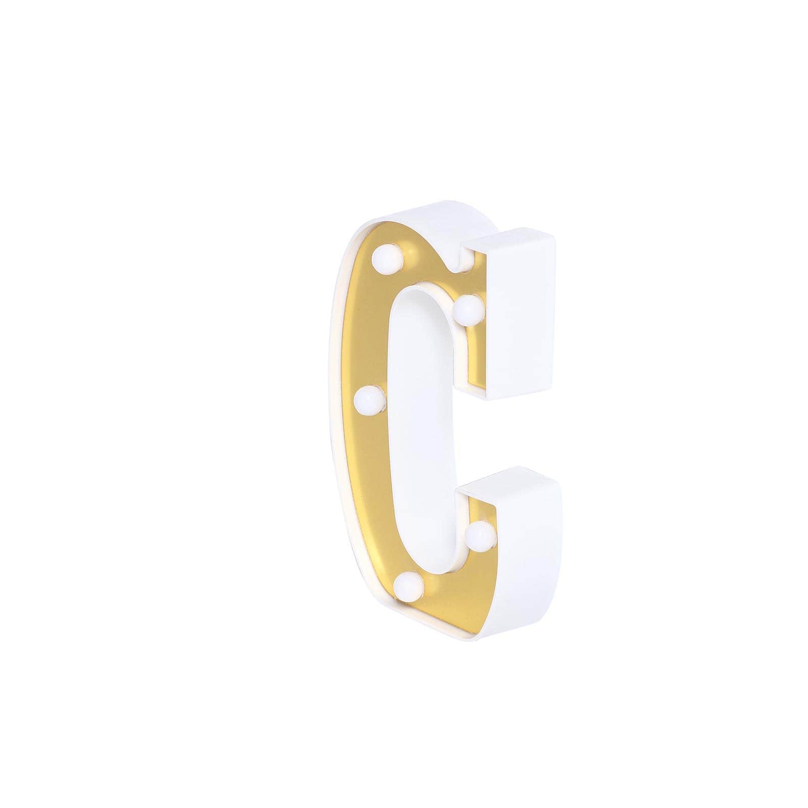 3D Marquee Letter "C" Warm White 5 LED Lights Gold - Chic Light-Up Decor for Events 6"