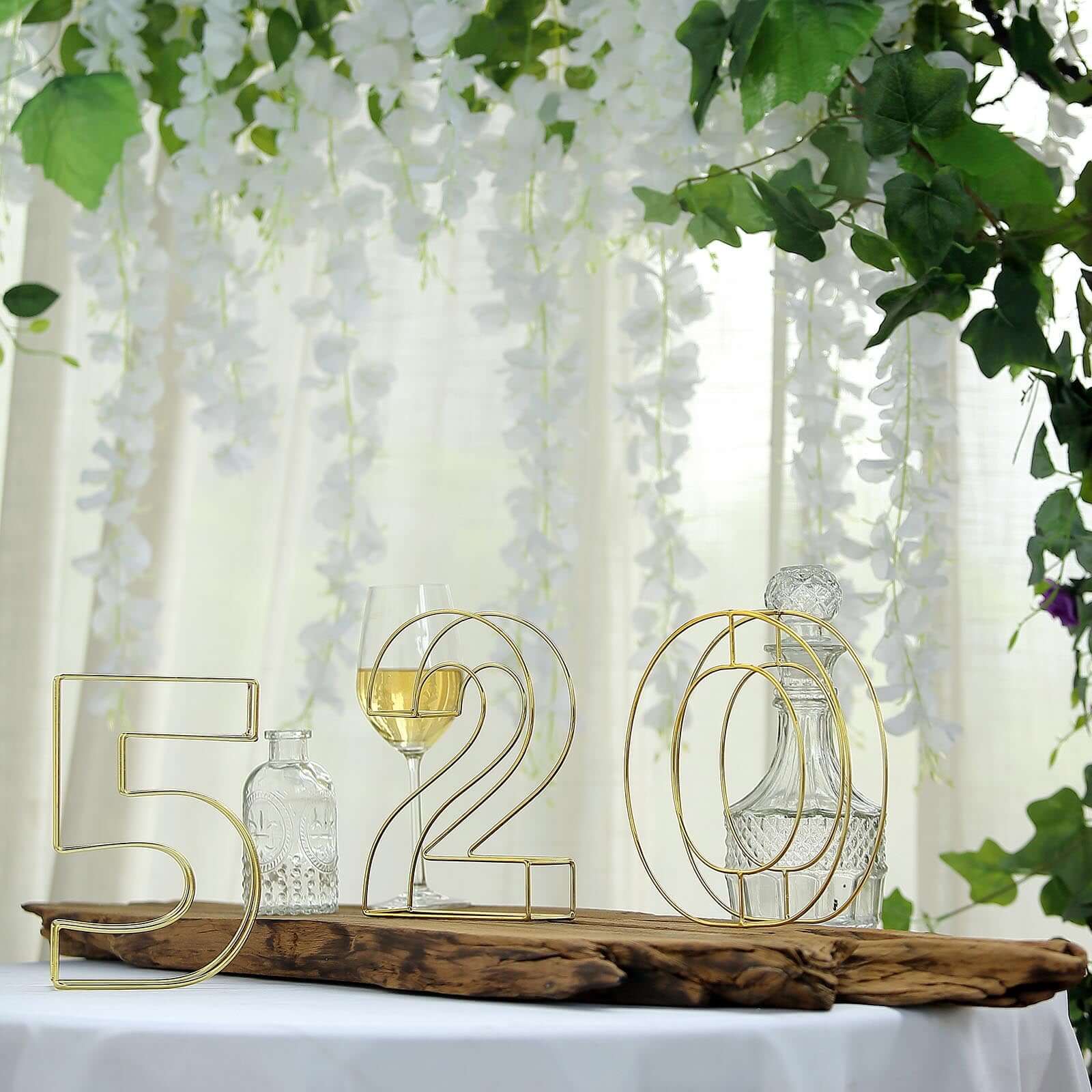 8" Tall Gold Freestanding 3D Decorative Metal Wire Numbers, Wedding Table Numbers -6