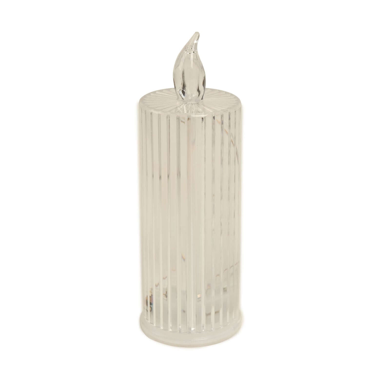 3-Pack LED Flameless Candle Lamps Diamond Acrylic Design Clear Warm White - Battery Operated Pillars 6"