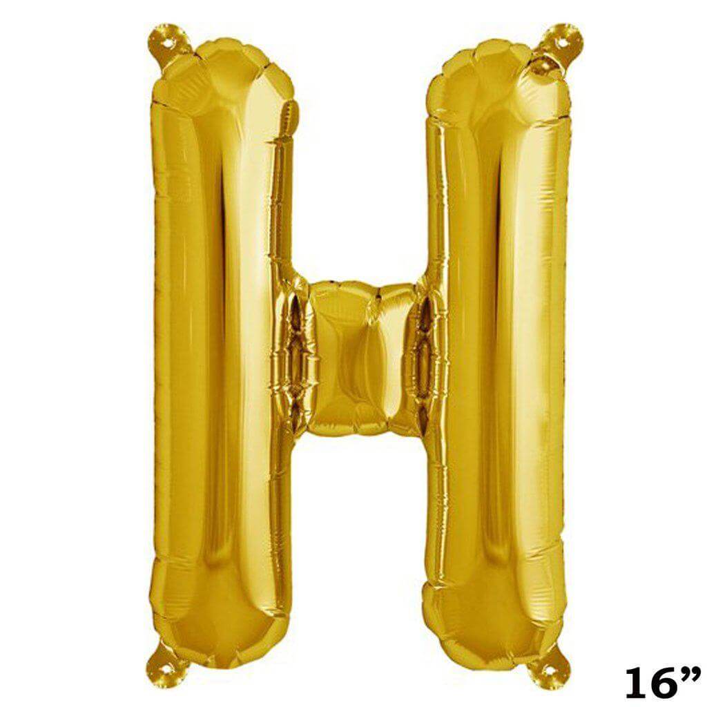 13" Gold Letter & Number Balloons, Shiny Metallic Mylar Foil Alphabet Balloons