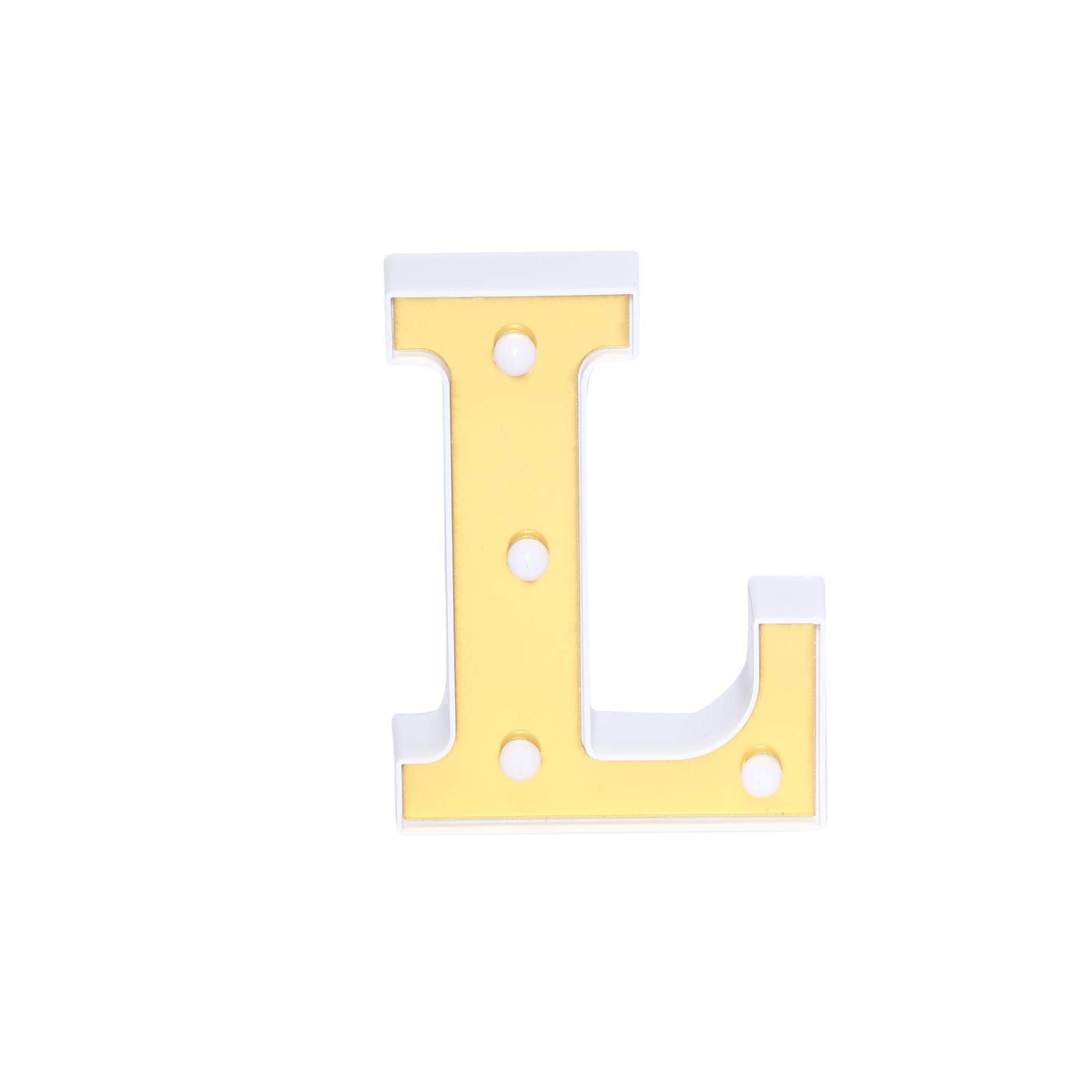 3D Marquee Letter "L" Warm White 4 LED Lights Gold - Chic Light-Up Decor for Events 6"
