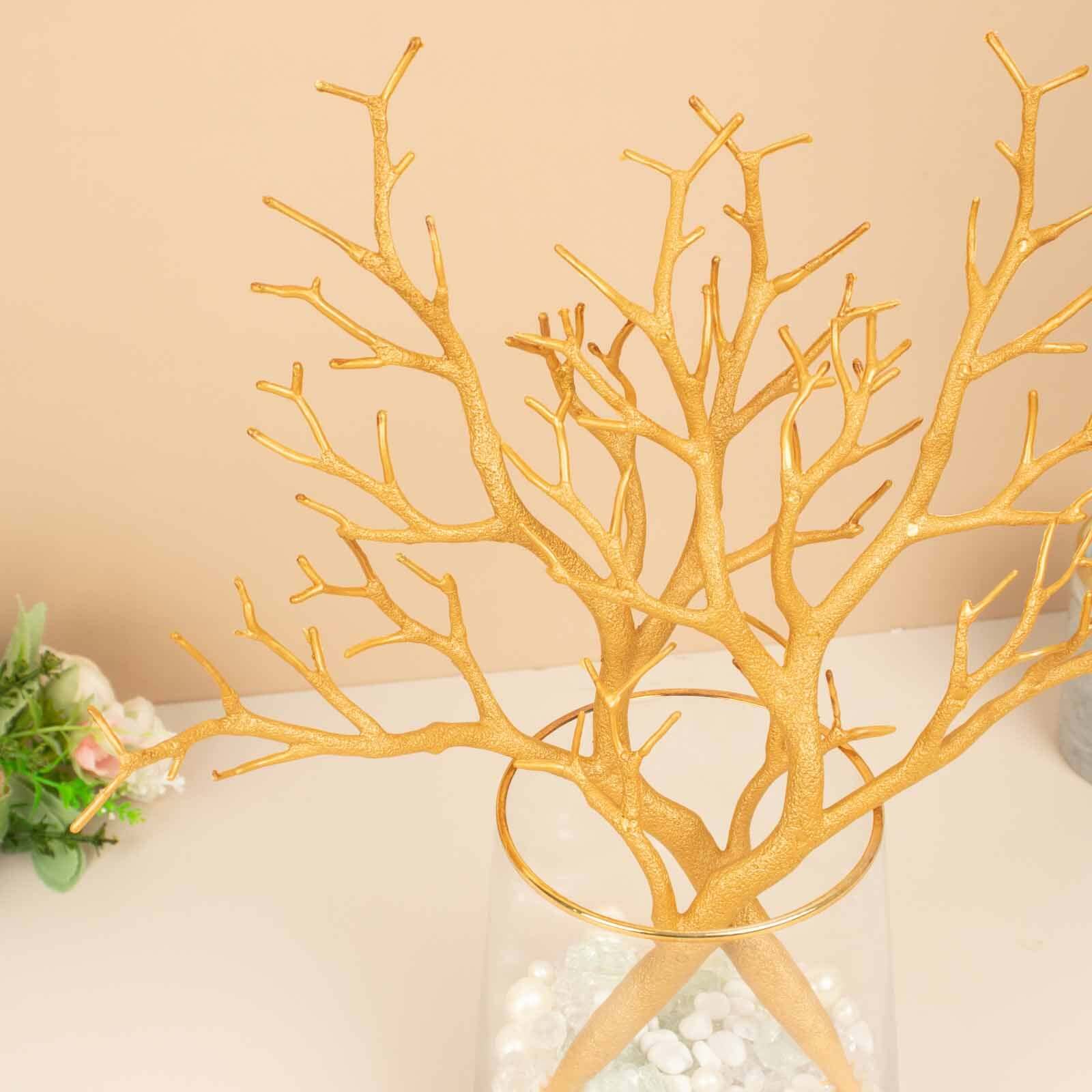 10-Pack Artificial Manzanita Tree Branch Metallic Gold for Vase Filler Home Wedding Centerpiece Ornament 14"