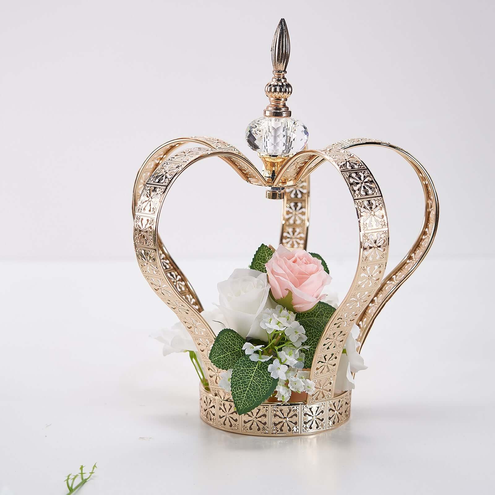 Metal Crown Pillar Candle Holder Stand Gold - Votive Holder Centerpiece 25"