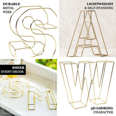 8" Tall Gold Freestanding 3D Decorative Wire Letter, Wedding Centerpiece - Z