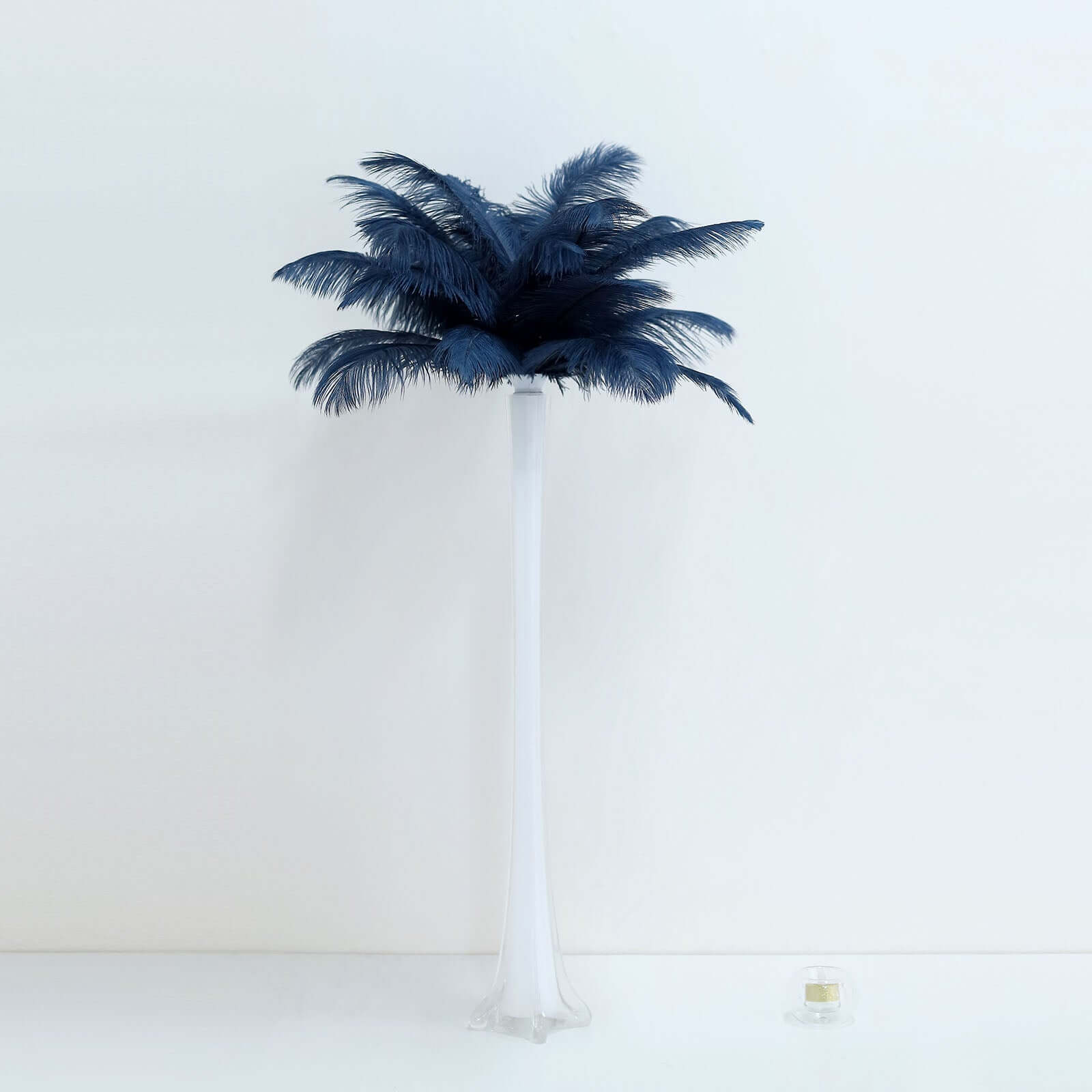 12 Pack 13"-15" Navy Blue Natural Plume Real Ostrich Feathers, DIY Centerpiece Fillers